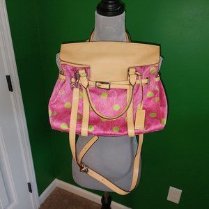 Tumi Satchel Purse in Pink & Green